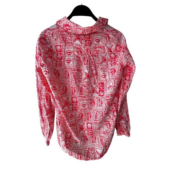 Lilly Pulitzer Jae Tunic Blouse Red White Seashell Print XXS NWT $138 - Picture 2 of 6